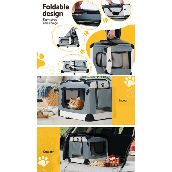 I.Pet Carrier Large Soft Crate Dog Cat Travel Portable Cage Kennel Foldable Pet Transport