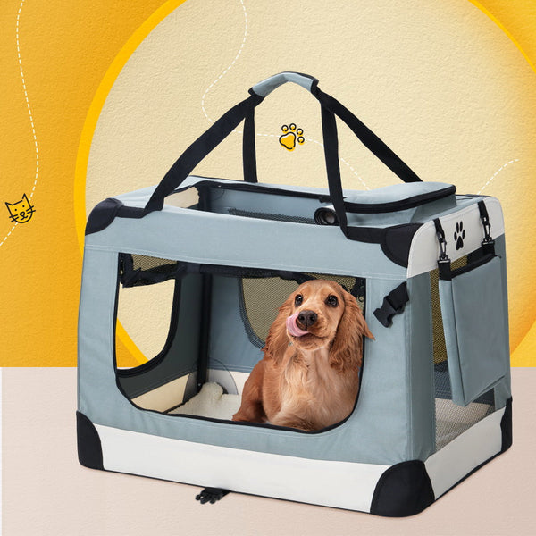 I.Pet Carrier Large Soft Crate Dog Cat Travel Portable Cage Kennel Foldable Pet Transport