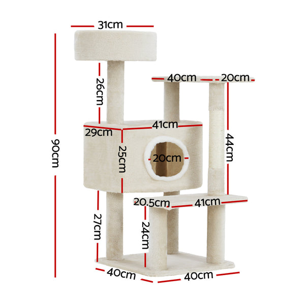 I.Pet Cat Tree Tower Scratching Post Scratcher Wood Condo House Bed Trees 90Cm Furniture & Scratchers