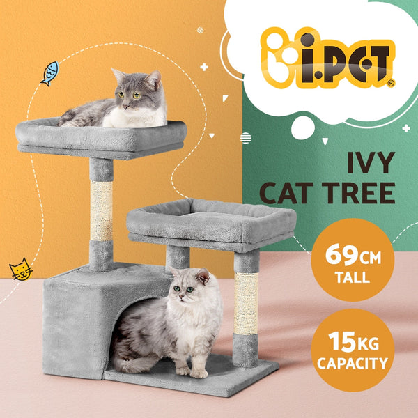 I.Pet Cat Tree Tower Scratching Post Scratcher Wood Condo House Bed Trees 69Cm Furniture & Scratchers