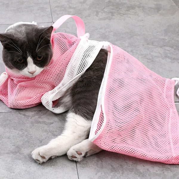 Pet Cat Bathing Bag Mesh Cloth Grooming Supplies Washing Bags Pet Grooming