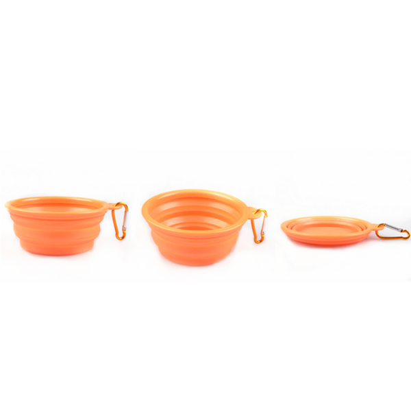 Collapsible Pet Feeding Bowl Dog Cat Food Water Foldable Travel Orange Dishes Feeders & Fountains