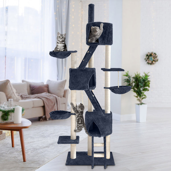 I.Pet Cat Tree Trees Scratching Post Scratcher Tower Condo House Grey 244Cm Furniture & Scratchers