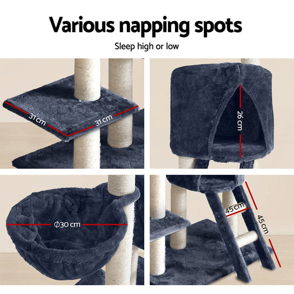 I.Pet Cat Tree Trees Scratching Post Scratcher Tower Condo House Grey 244Cm Furniture & Scratchers