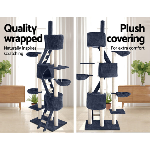 I.Pet Cat Tree Trees Scratching Post Scratcher Tower Condo House Grey 244Cm Furniture & Scratchers