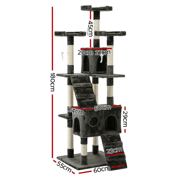 I.Pet Cat Tree 180Cm Trees Scratching Post Scratcher Tower Condo House Furniture Wood Furniture & Scratchers