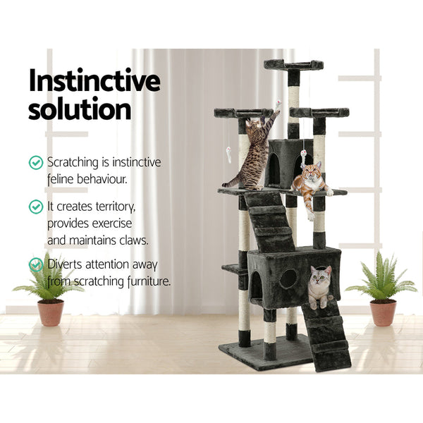 I.Pet Cat Tree 180Cm Trees Scratching Post Scratcher Tower Condo House Furniture Wood Furniture & Scratchers