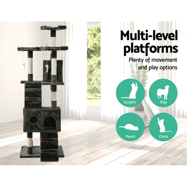 I.Pet Cat Tree 180Cm Trees Scratching Post Scratcher Tower Condo House Furniture Wood Furniture & Scratchers