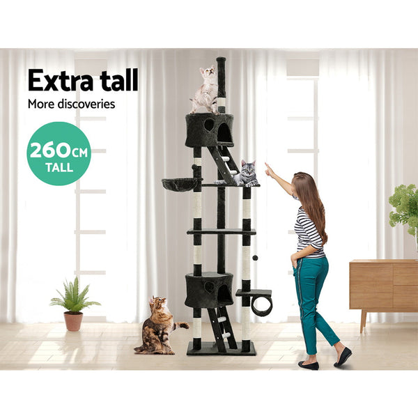 I.Pet Cat Tree 260Cm Trees Scratching Post Scratcher Tower Condo House Furniture Wood Furniture & Scratchers