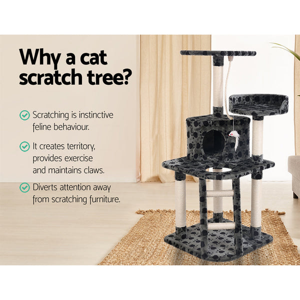 I.Pet Cat Tree 120Cm Trees Scratching Post Scratcher Tower Condo House Furniture Wood