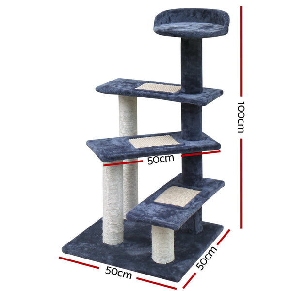 I.Pet Cat Tree 100Cm Trees Scratching Post Scratcher Tower Condo House Furniture Wood Steps Furniture & Scratchers