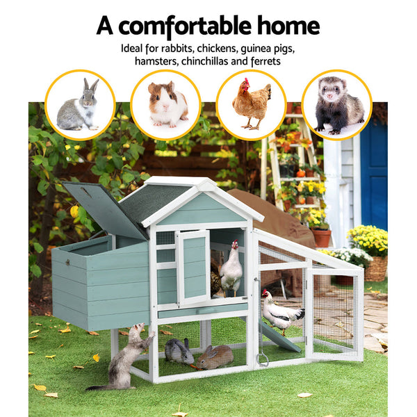 I.Pet Chicken Coop Rabbit Hutch Large House Run Cage Outdoor Small Animal Cages & Hutches