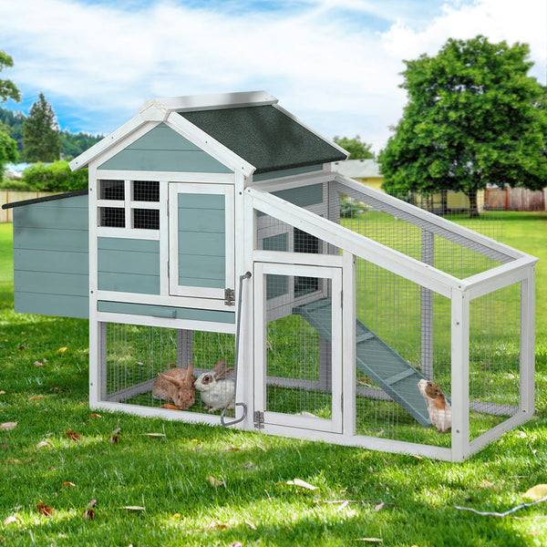 I.Pet Chicken Coop Rabbit Hutch Large House Run Cage Wooden Outdoor