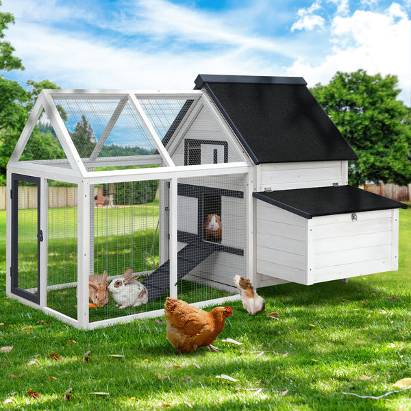 I.Pet Chicken Coop Rabbit Hutch Large House Run Cage Xl Bunny Wooden