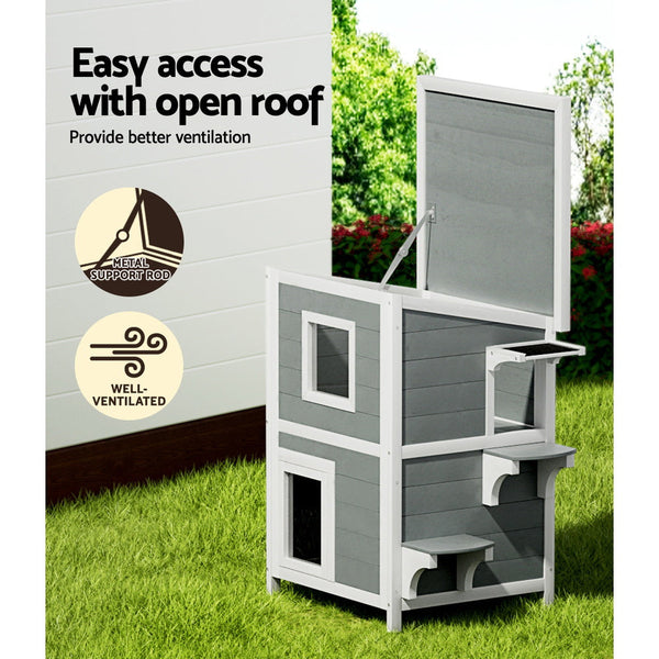 I.Pet Cat House Outdoor Shelter 56Cm X 52Cm 82Cm Rabbit Hutch Condo Small Dog Enclosure Small Animal Cages & Hutches