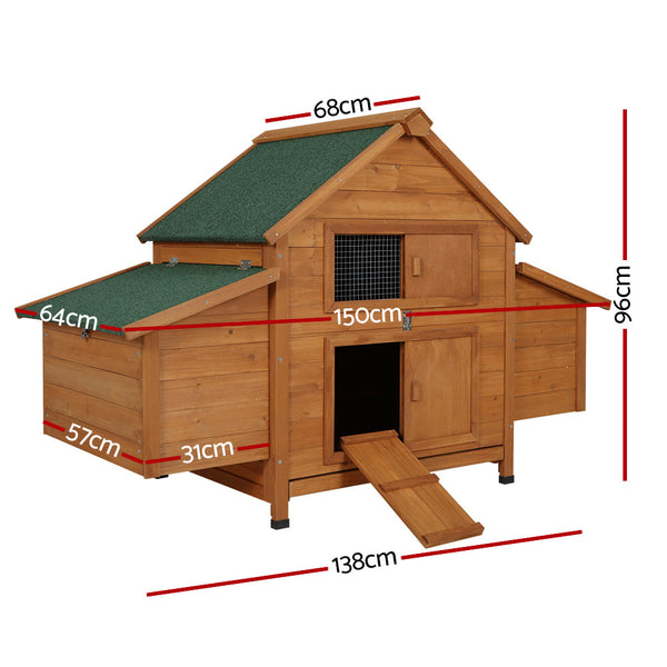 I.Pet Chicken Coop Large Rabbit Hutch House Run Cage Outdoor Small Animal Cages & Hutches