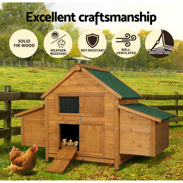 I.Pet Chicken Coop Large Rabbit Hutch House Run Cage Outdoor Small Animal Cages & Hutches