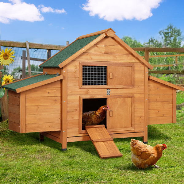 I.Pet Chicken Coop Large Rabbit Hutch House Run Cage Outdoor Small Animal Cages & Hutches