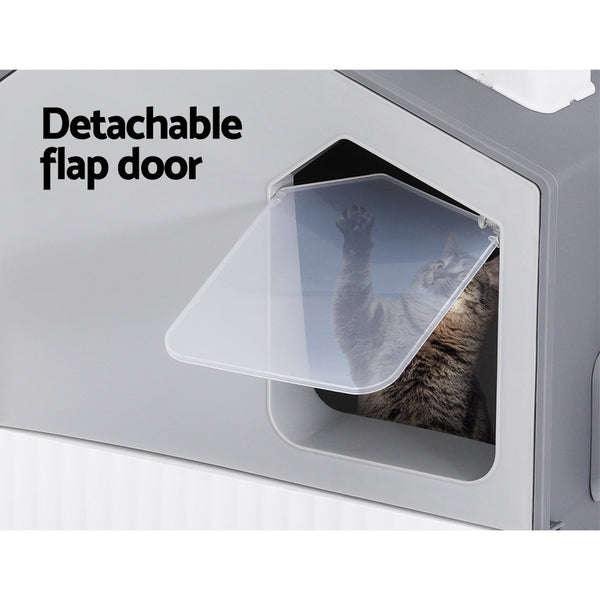 I.Pet Box Large Tray Kitty Toilet Fully Enclosed House Hooded Scoop Mat Grey Cat Litter