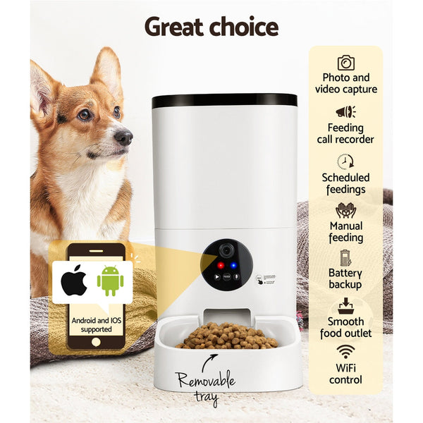 I.Pet Automatic Feeder 6L Camera Dog Cat Smart Video Wifi Food App Hd Dog Automatic Feeders