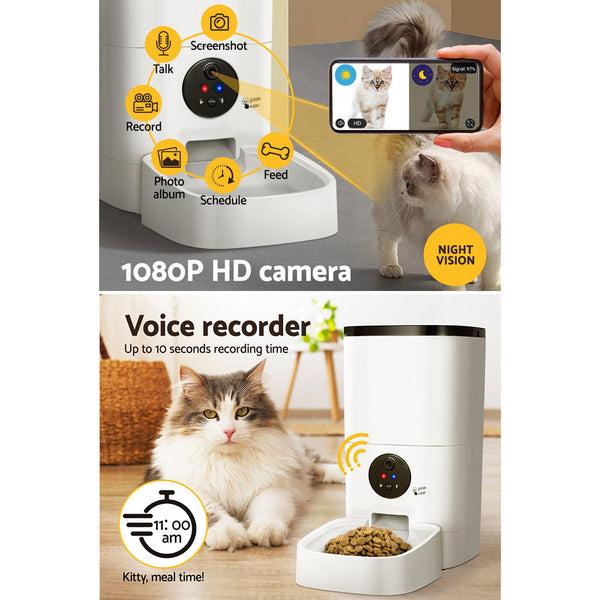 I.Pet Automatic Feeder 6L Camera Dog Cat Smart Video Wifi Food App Hd