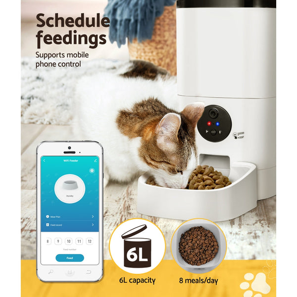 I.Pet Automatic Feeder 6L Camera Dog Cat Smart Video Wifi Food App Hd