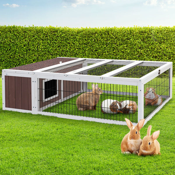 I.Pet Rabbit Hutch Chicken Coop Run Cage Habitat House Outdoor Large Small Animal Cages & Hutches