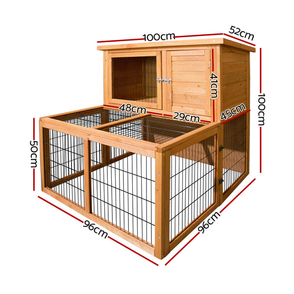 I.Pet Rabbit Hutch Chicken Coop 100Cm Tall Small Animal Cages & Hutches