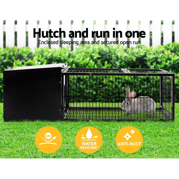 I.Pet Rabbit Cage Hutch Cages Indoor Outdoor Hamster Enclosure Metal Carrier 122Cm Length