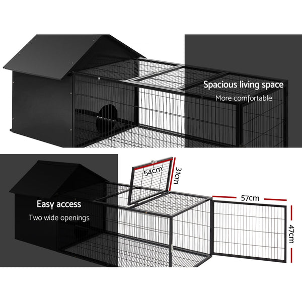 I.Pet Rabbit Cage Hutch Cages Indoor Outdoor Hamster Enclosure Metal Carrier 162Cm Length
