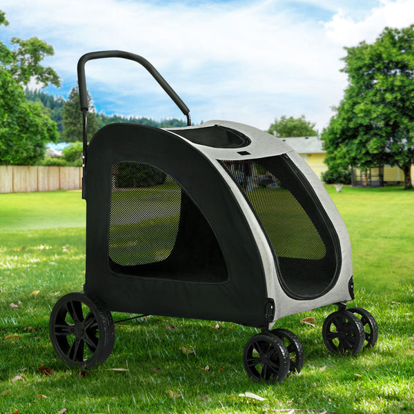 I.Pet Dog Stroller Pram Large Carrier Cat Travel Foldable Strollers 4 Wheels