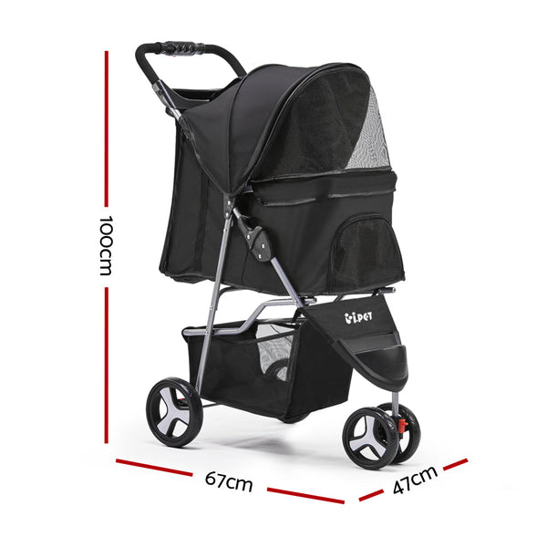 I.Pet 3 Wheel Stroller - Black