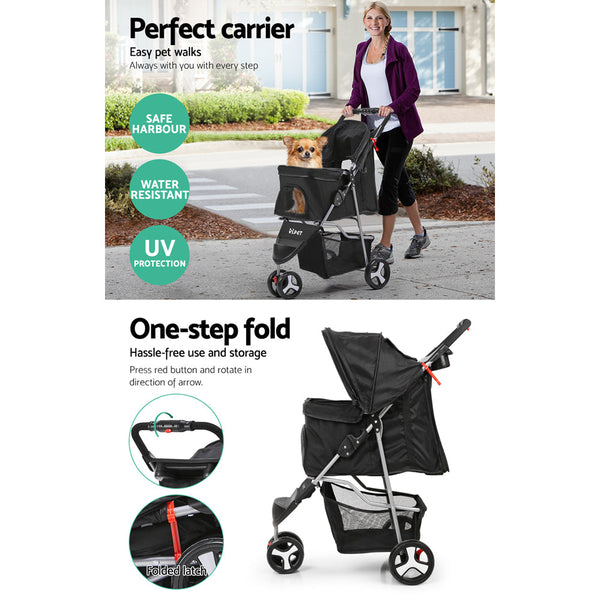 I.Pet 3 Wheel Stroller Black Dog Strollers