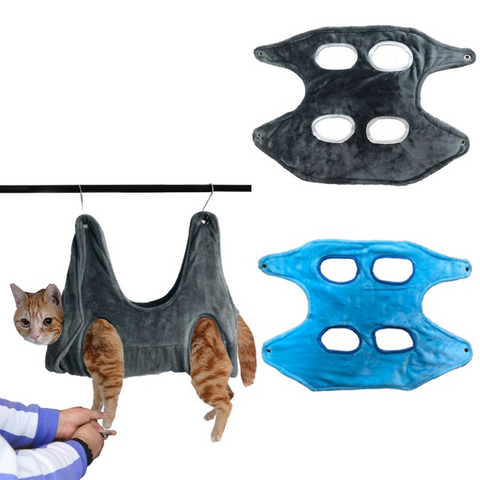 Pet Grooming Hammock Bathing Drying Towel Nail Trimming Scratching Restraint For Dog And Cat With 2 Hooks