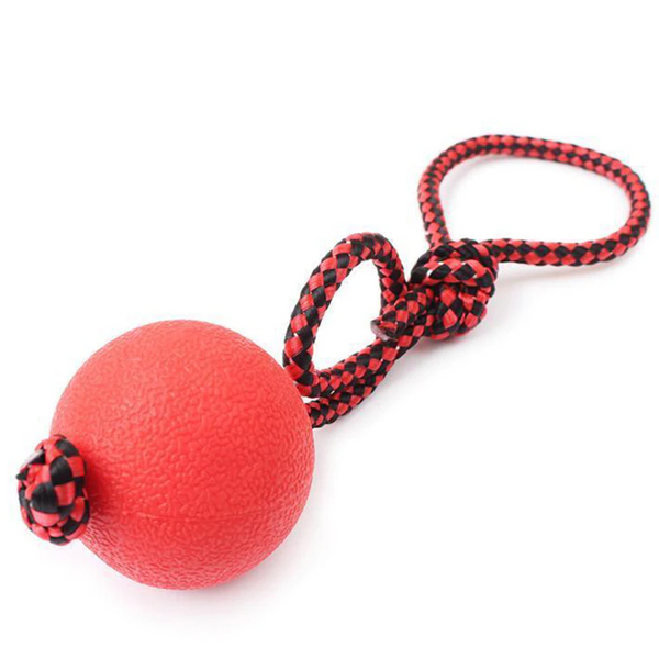 Solid Rubber Dog Ball Training Chew Bite Toys With Stretchy Rope