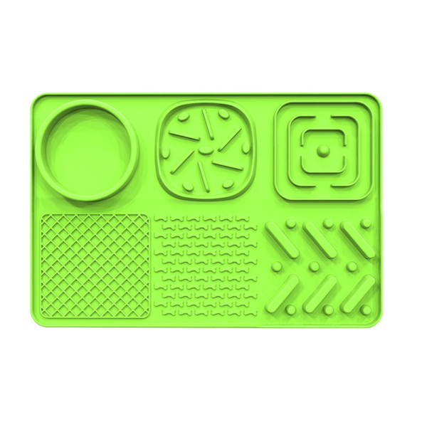 Pet Slow Feeder Lick Mat With Suction Cups Anti Anxiety Dog Feeding (Green) Dog Feeding Mats