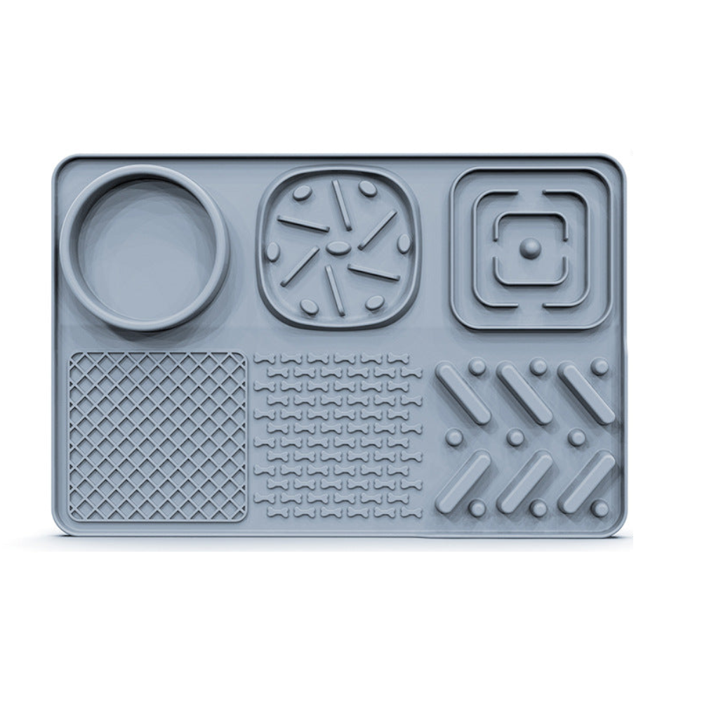 Pet Slow Feeder Lick Mat With Suction Cups Anti Anxiety Dog Feeding (Grey) Dog Feeding Mats