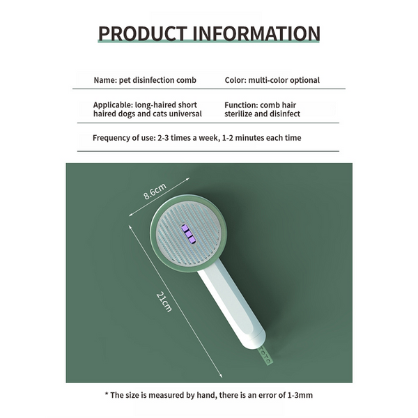 Pet Germicidal Sterilizing Comb Usb Rechargeable Cat Dog Automatic Hair Removal Brush Dog Grooming