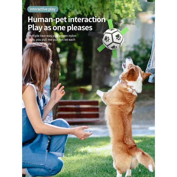 Pet Outdoor Soccer Ball Toys Tug Of War Dog Training Football With Grab Tabs Dog Toys