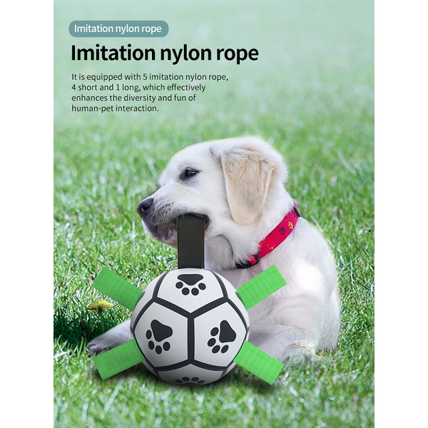Pet Outdoor Soccer Ball Toys Tug Of War Dog Training Football With Grab Tabs