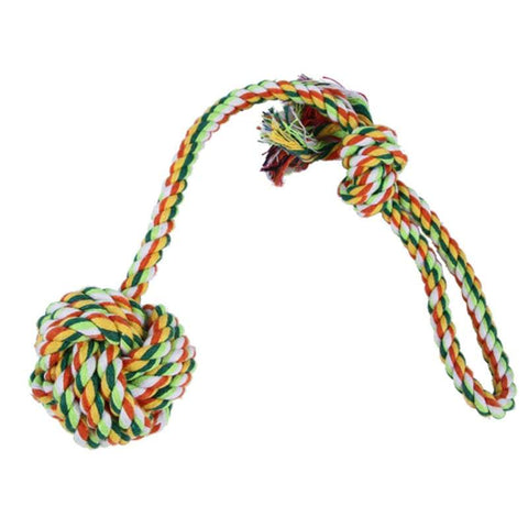 Pet Health Rope Interactive Tug Of War Fetch With Knot Ball For Chewers And Puppies