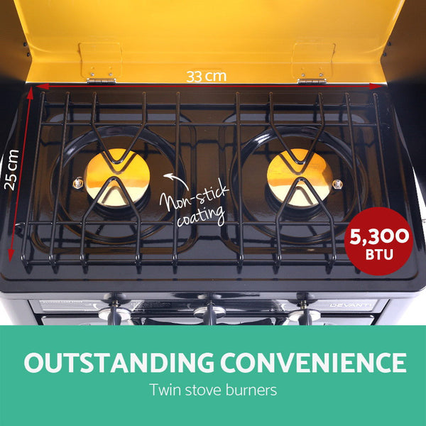 Devanti 3 Burner Portable Oven Black & Yellow Barbecues Grills & Smokers