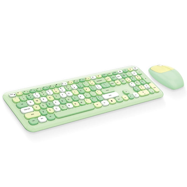Bluetooth Keyboard Mouse Combo Set Retro Design Portable Wireless Green Keyboards & Keypads