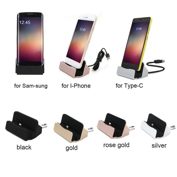 Phone Dock Charging Stand Base Cradle Usb Cable Holder Gold