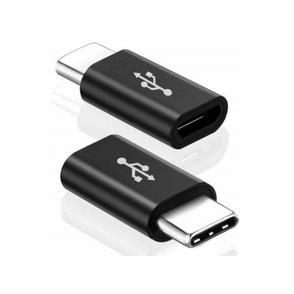 Phone Chargers Cables 2Pcs Usb Type To Micro Data Charging Adapter Black