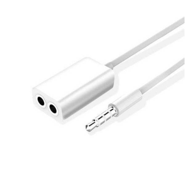 Phone Chargers Cables 3.5Mm Jack 1 Male To 2 Female Splitter Extension Aux Audio White