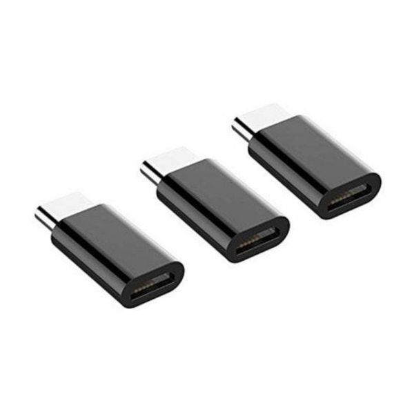 Phone Chargers Cables 3Pcs Usb Type To Micro Data Charging Adapters Converters Black