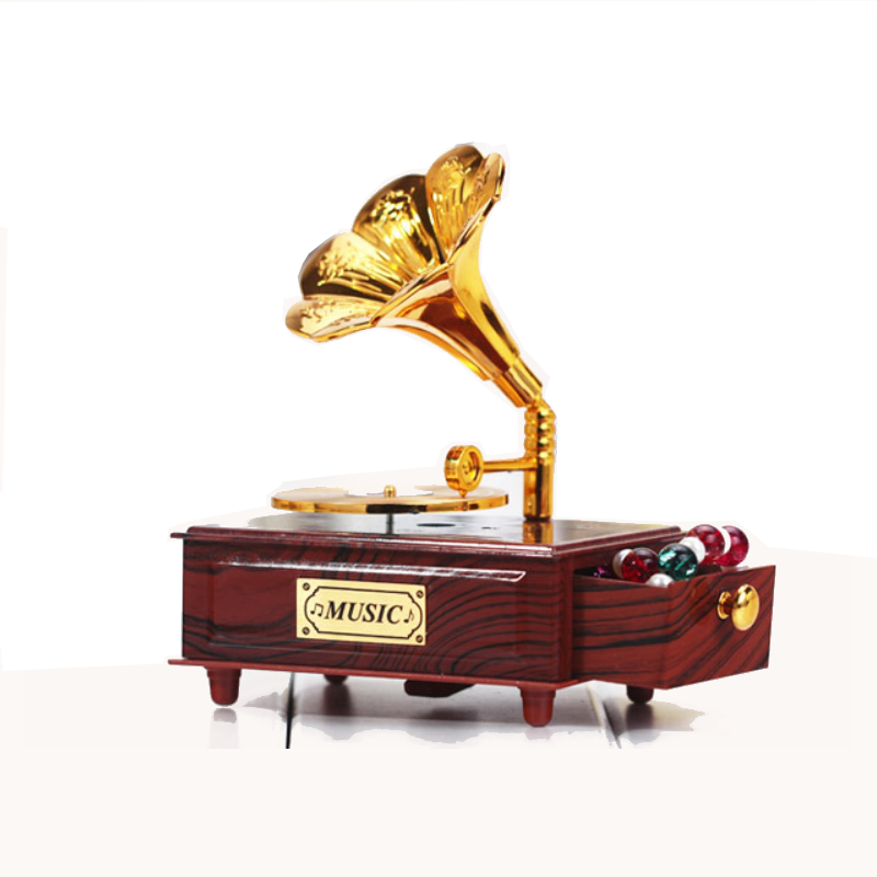 Creative Ancient Phonograph Music Box Brown Boxes Jars & Tins