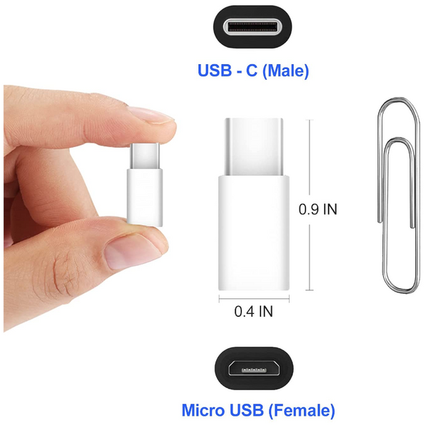 Photography Videography Usb Type C Male Micro Female Connector Adaptor For Xiaomi 2Pcs White