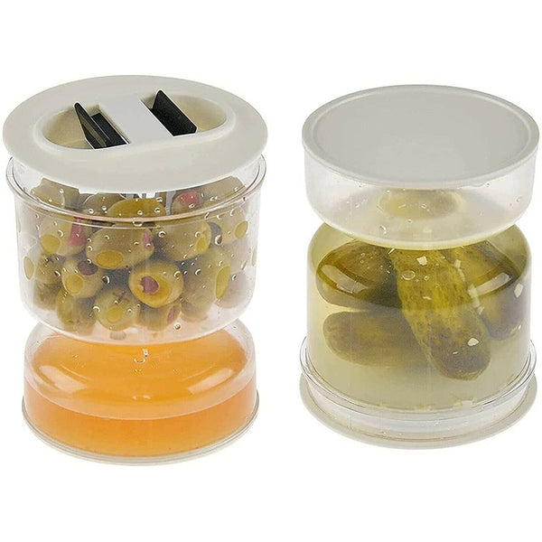 Pickle Olive Hourglass Jar Can Dry And Wet Separate Container Olives Food